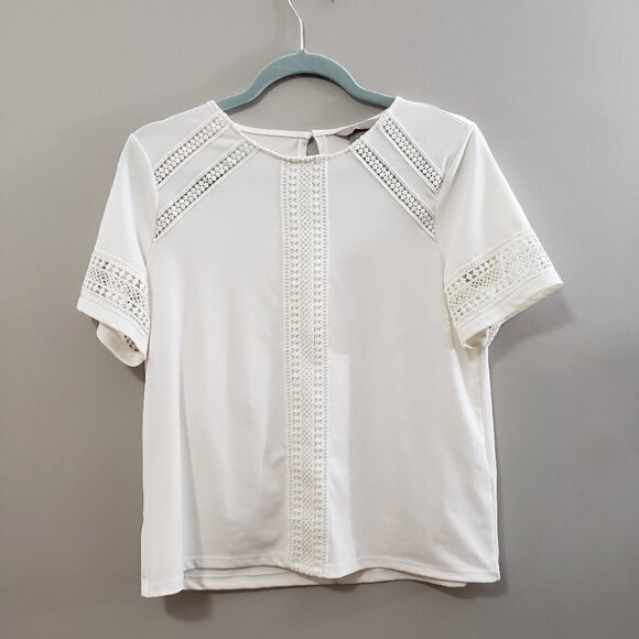 H&M Crochet Trim Cropped Blouse Boho Sz S - Picture 2 of 8